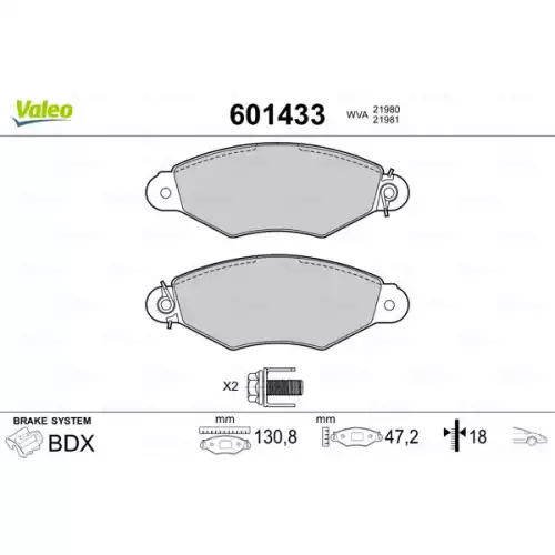 VALEO Ön Fren Balatası Yaylı 601433