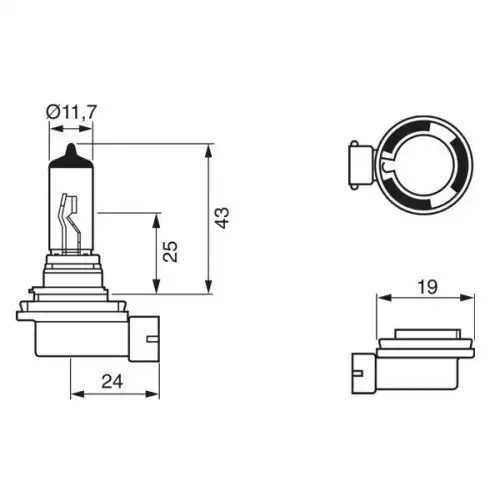 BOSCH Ampül 12V H11 Pgj192 Pure Light 1987301339