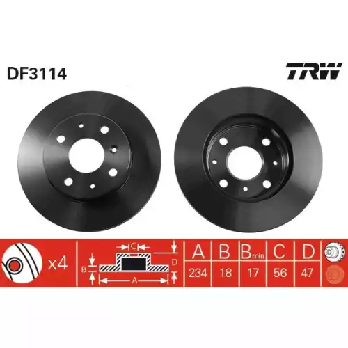 TRW Ön Fren Diski Havalı 234.4mm DF3114