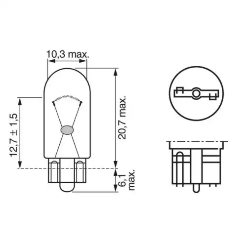 BOSCH Ampül 12V W3W W2 1X9 5D Pure Light 1987302217