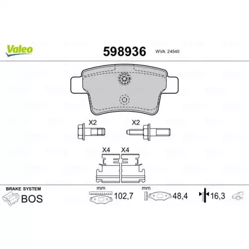 VALEO Arka Fren Balatası Tk 598936