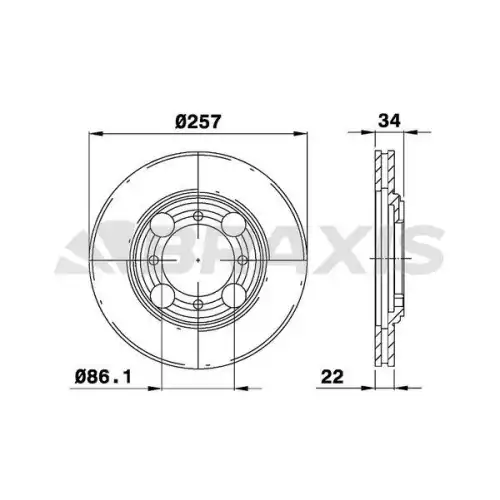 BRAXIS Ön Fren Diski Havalı 257Mm AE0407