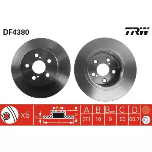 TRW Arka Fren Diski Düz DF4380