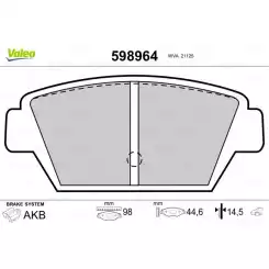 VALEO Arka Fren Balatası Tk 598964