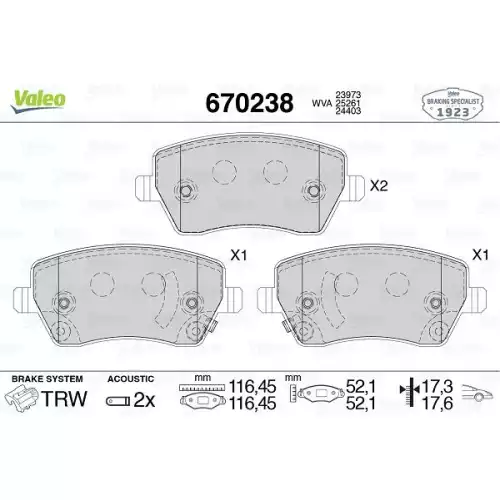 VALEO Ön Fren Balatası Takım VALEO 670238