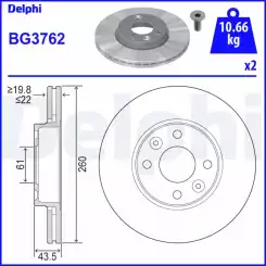 DELPHI Ön Fren Diski Havalı 260mm Takım BG3762