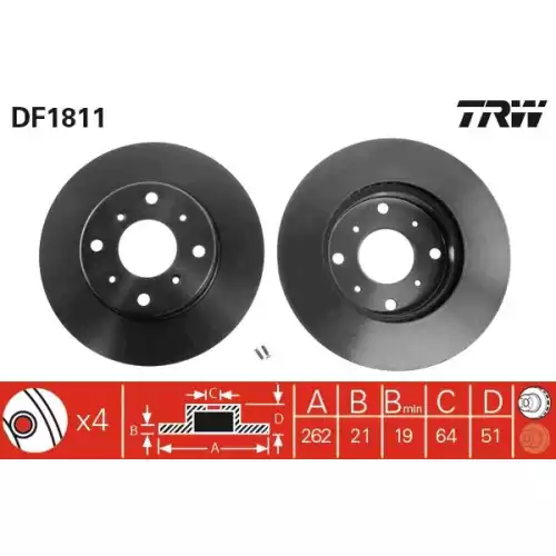 TRW Ön Fren Diski Havalı 262.4.mm Takım DF1811