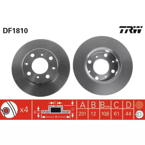 TRW Ön Fren Diski 231.4mm DF1810