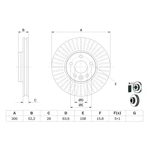 BOSCH Ön Fren Diski Havalı Takım 300mm 0986479974