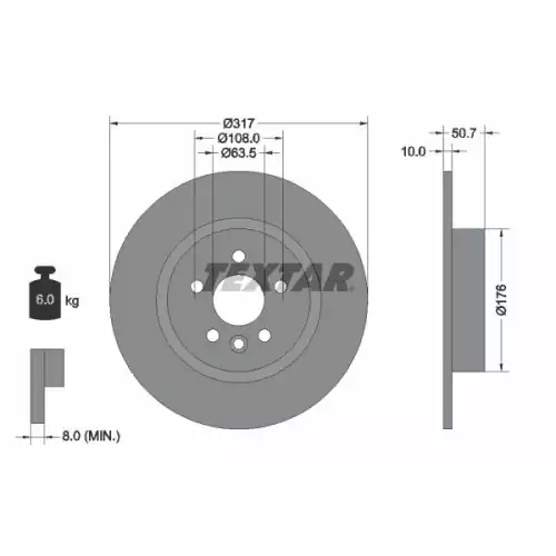 TEXTAR Arka Fren Diski Takım 92300403