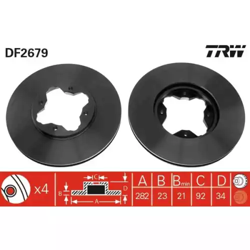 TRW Ön Fren Diski Havalı 282.4mm DF2679