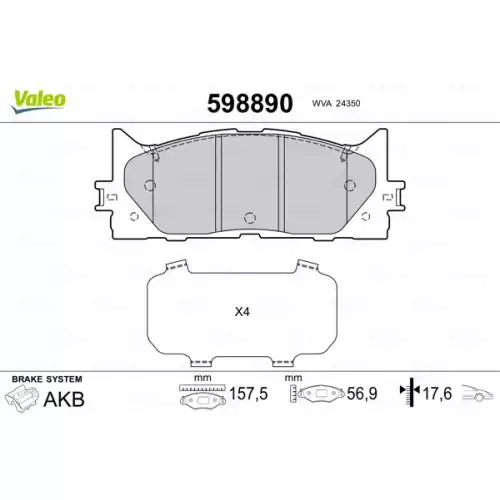 VALEO Ön Fren Balatası Tk 598890