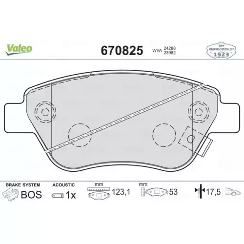 VALEO Ön Fren Balatası Küçük Tip 257 Mm Diskler İçin 670825