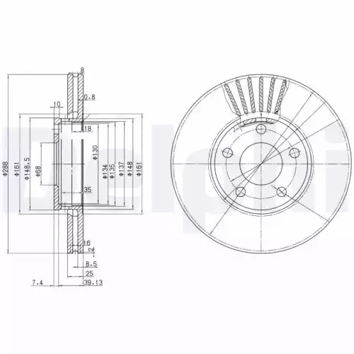 DELPHI Ön Fren Diski Havalı 288.5mm Takım BG2745