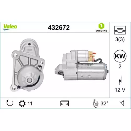 VALEO Marş Motoru 12V 11 Diş 432672