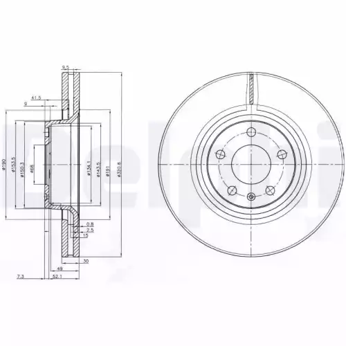 DELPHI Ön Fren Diski Havalı Ø321 5 Bıjon BG3939