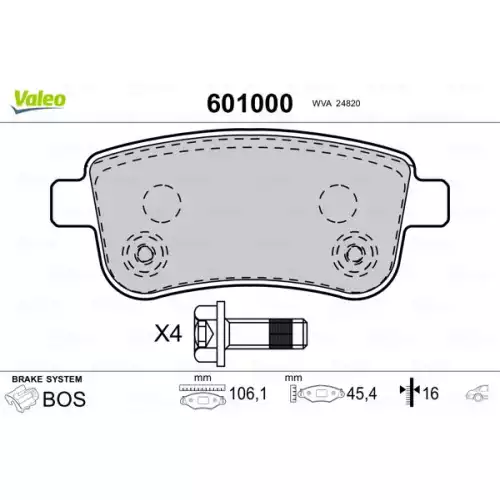 VALEO Arka Fren Balatası Tk 601000