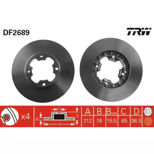 TRW Ön Fren Diski Havalı 212.4.mm Takım DF2689