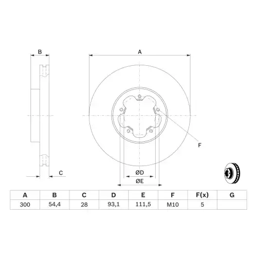 BOSCH Ön Fren Diski Havalı 300 Mm 0986479307