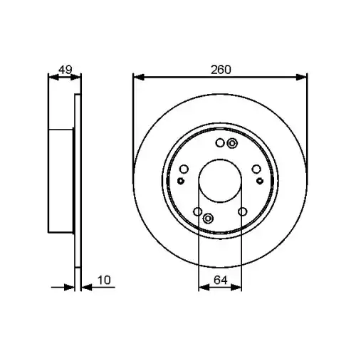 BOSCH Arka Fren Diski Düz 260 5Mm 0986479450