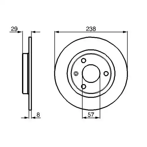 BOSCH Fren Diski Düz Ön 238Mm3 Bijon 0986478246