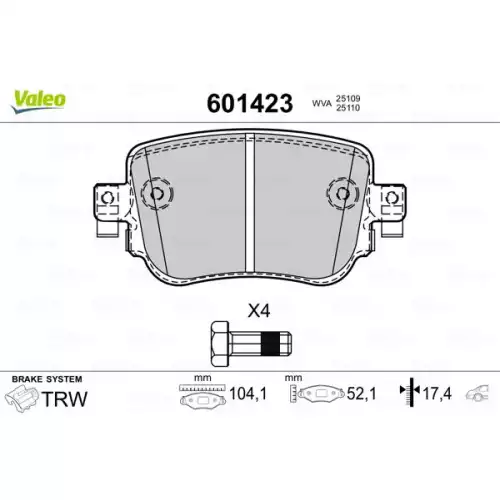 VALEO Arka Fren Balatası Tk 601423