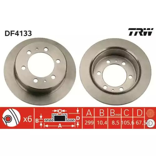 TRW Arka Fren Diski Düz DF4133