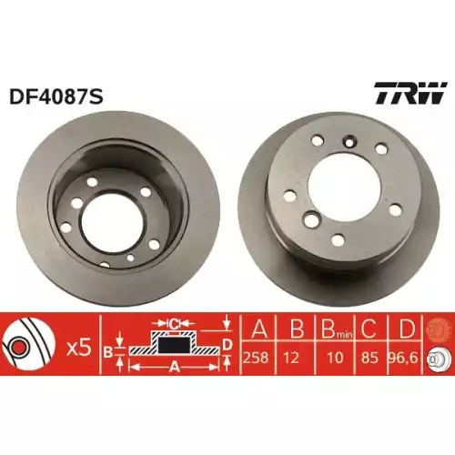 TRW Arka Fren Diski Düz DF4087S