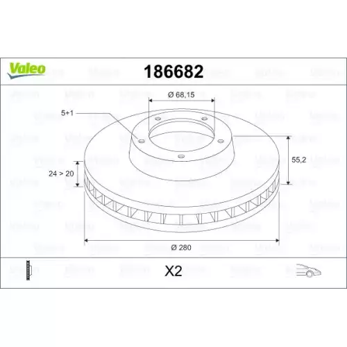 VALEO Ön Fren Diski Havalı Takım 186682