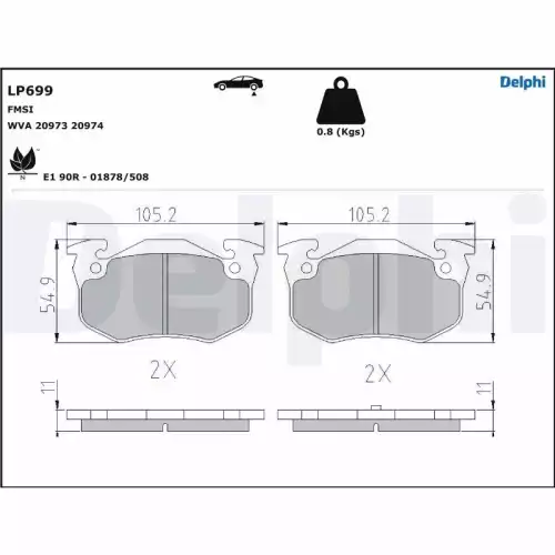 DELPHI Arka Fren Balatası Kampana LP699