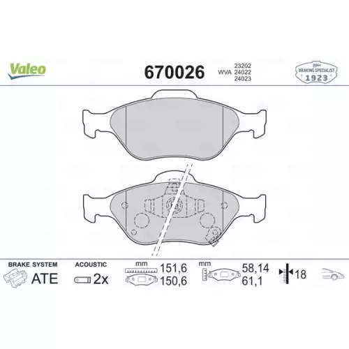 VALEO Ön Fren Balatası Tk 670026