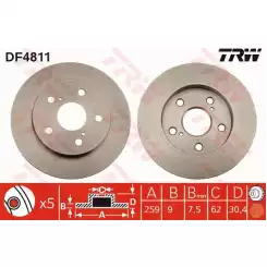 TRW Arka Fren Diski Düz DF4811