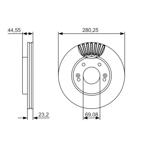 BOSCH Ön Fren Diski Havalı (2805) 0986479A12