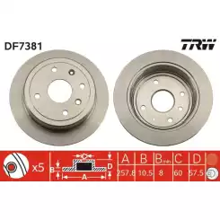 TRW Arka Fren Diski Düz 258mm Takım DF7381