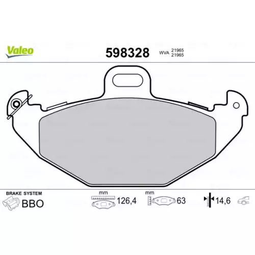 VALEO Arka Fren Balatası Tk 598328