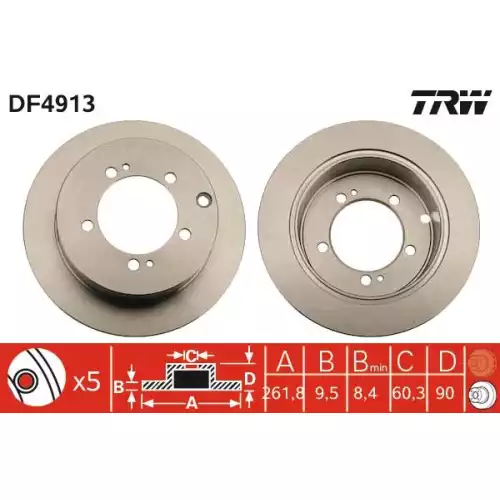 TRW Arka Fren Diski Düz 262.5.mm DF4913