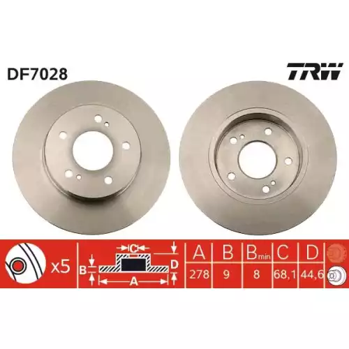 TRW Arka Fren Diski Düz DF7028