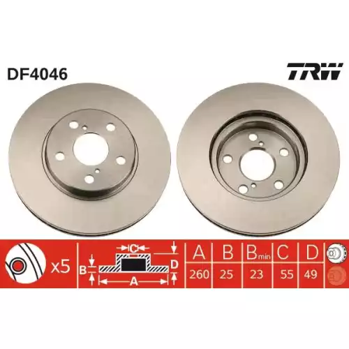 TRW Ön Fren Diski Havalı Takım DF4046