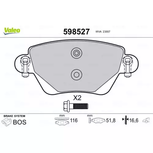 VALEO Arka Fren Balatası Tk 598527