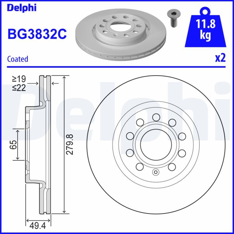 DELPHI Ön Fren Diski 280 5