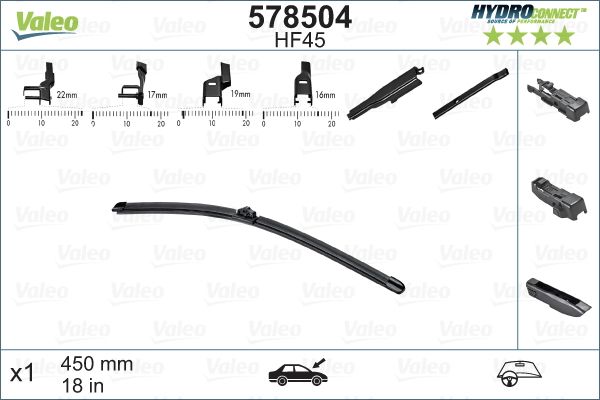 VALEO Ön Cam Silecek Süpürgesi Hydroconnect Hf45 X1 450 mm