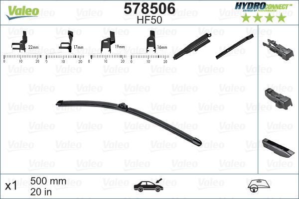 VALEO Ön Cam Silecek Süpürgesi Hydroconnect Hf50 X1 500 mm