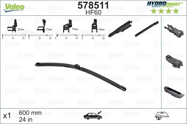 VALEO Ön Cam Silecek Süpürgesi Hydroconnect Hf60 X1 600 mm