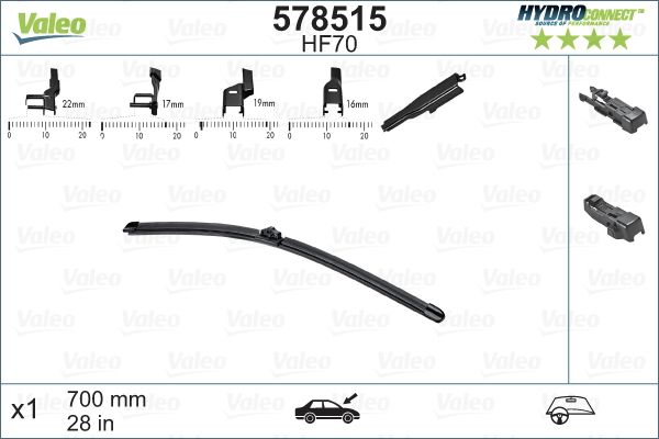 VALEO Ön Cam Silecek Süpürgesi Hydroconnect Hf70 X1 700 mm