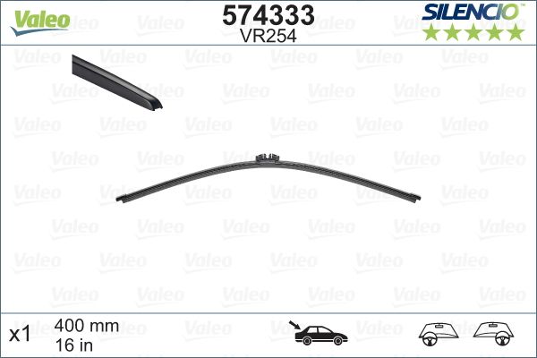 VALEO Arka Cam Silecek Süpürgesi Sılencıo Flat Blade X1 Vm254 400mm