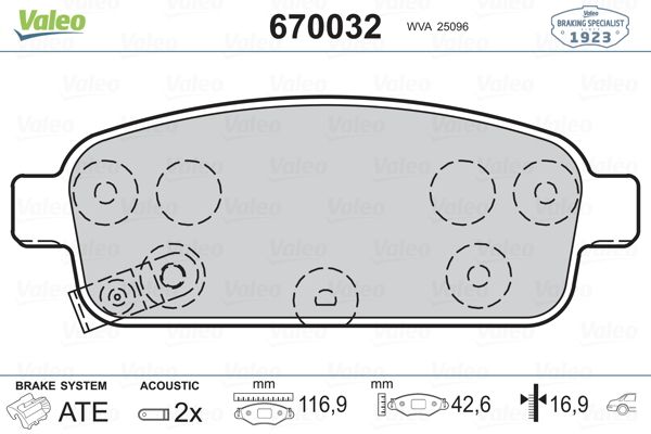 VALEO Arka Fren Balatası Tk 15 Inch 268 Mm Dıskler Içın