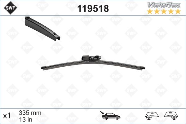 SWF Cam Silecek Süpürgesi Arka 33.50cm Visioflex