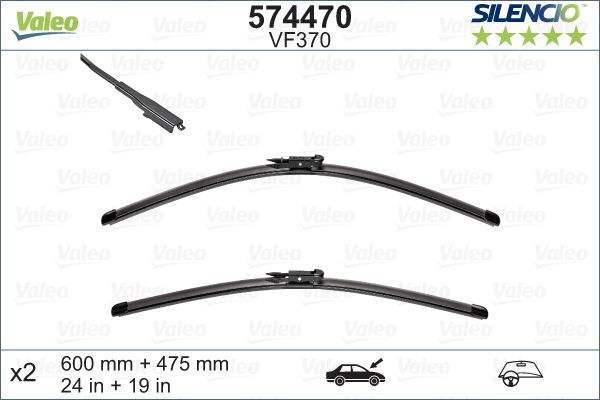 VALEO Silecek Süpürgesi Seti Vm370 Xtrem 600 475 Mm-Mercedes A Serısı 2012> Bmw 3 Serısı 2005>