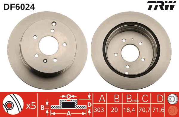 TRW Arka Fren Diski Havalı 303Mm