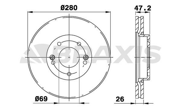 BRAXIS Ön Fren Diski Havalı 280Mm